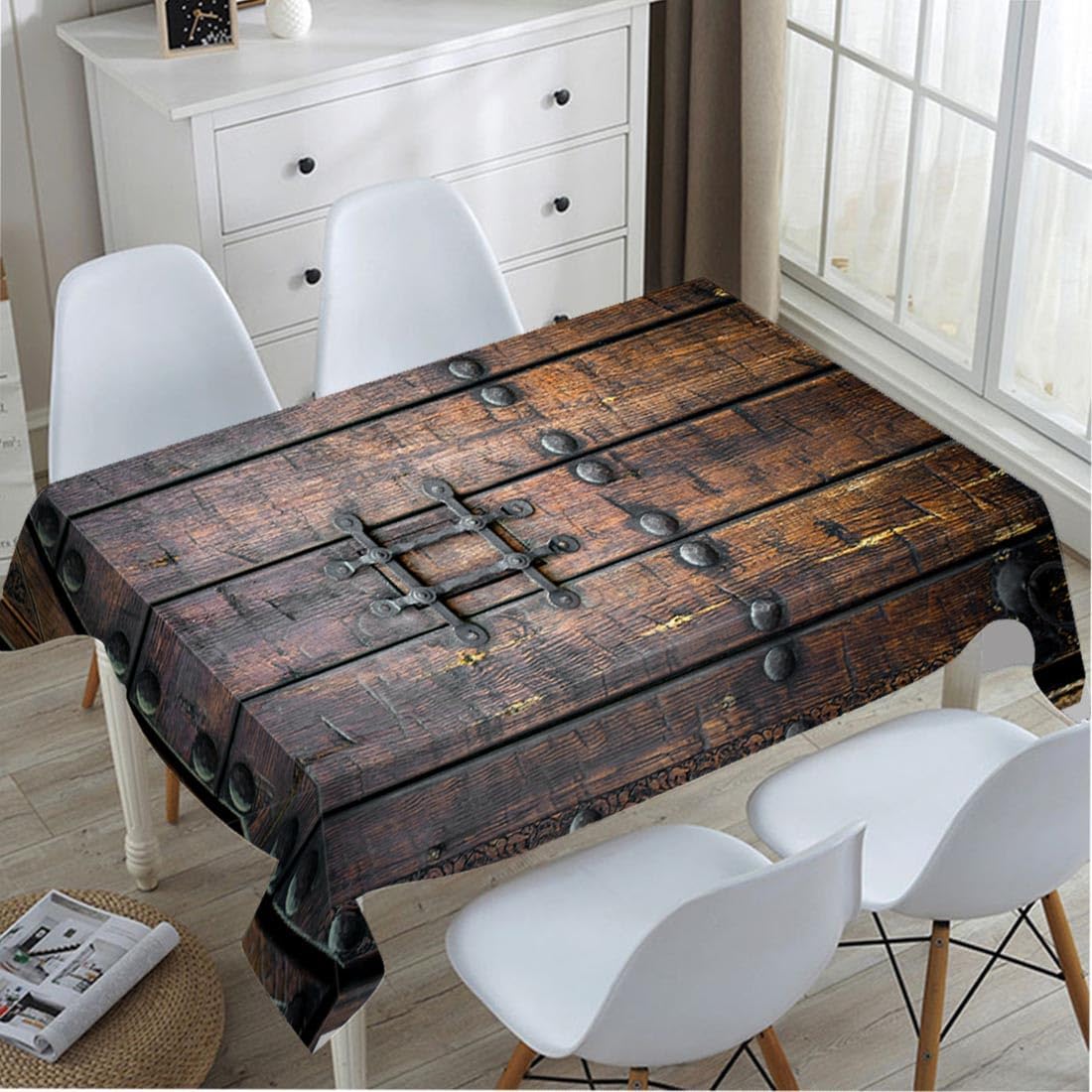 Home Textiles Premium - Mittelalterliche antike Holztürtischdecke, hochwertige architektonische gotische