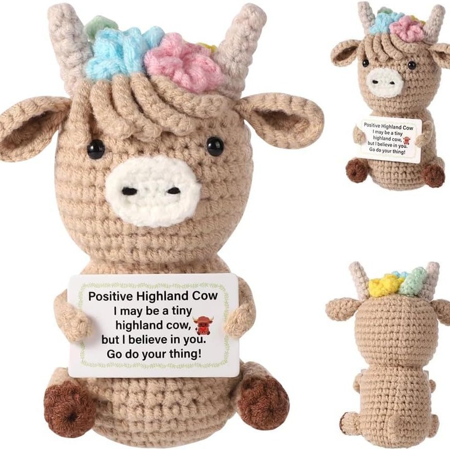 Home Textiles Europe - Gehäkelte emotionale Kuhpuppe, Dekoration, Schreibtischzubehör, positive