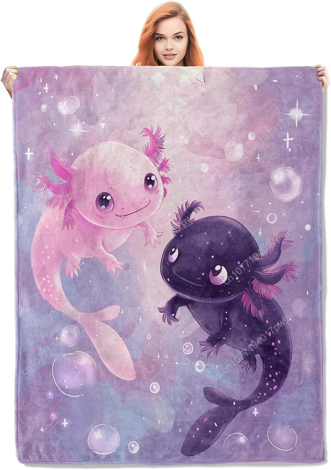 Home Of Textiles - Axolotl-Decke, niedliche Axolotls-Flanell-Überwurfdecken, weich, warm, leicht,