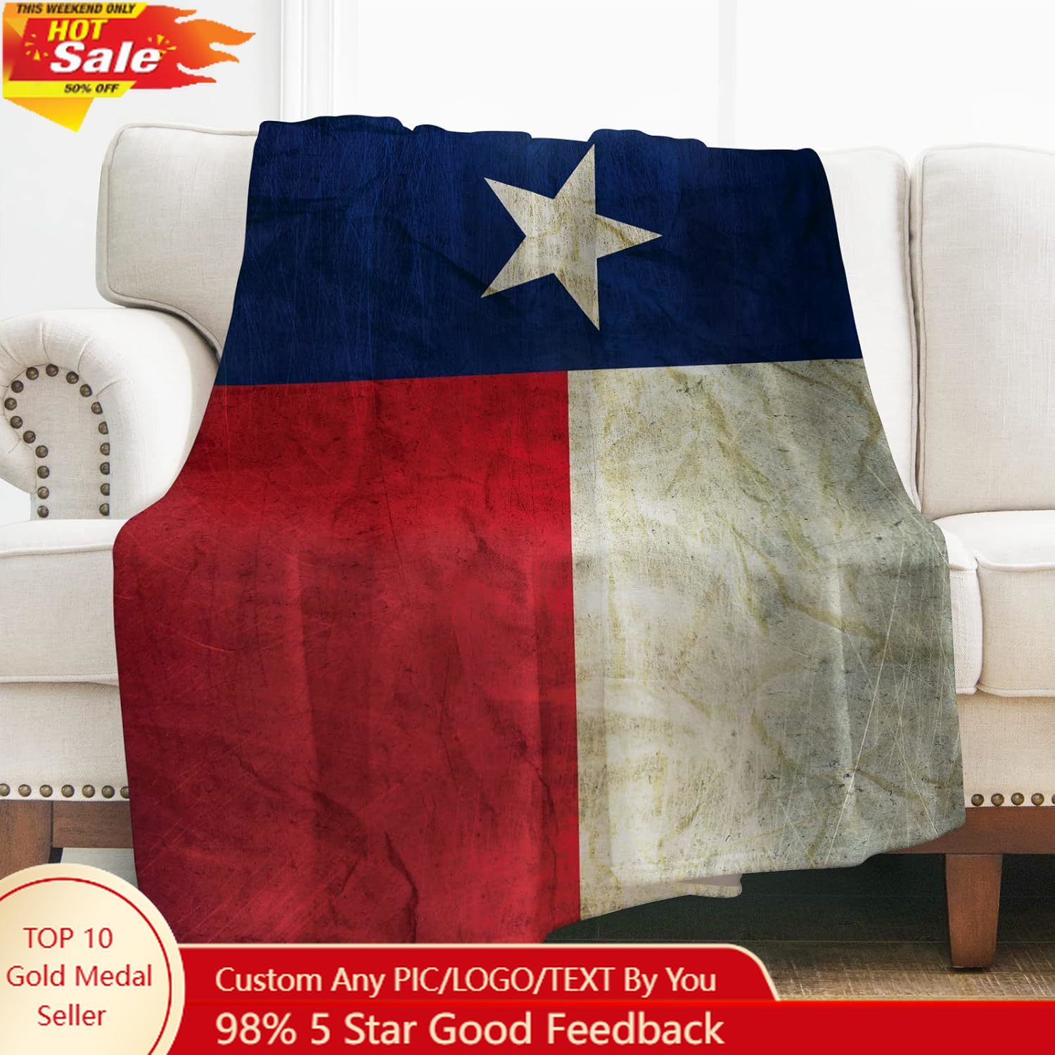 Home Of Textiles - Überwurfdecke mit Texas-Flagge, Geschenke für Frauen,