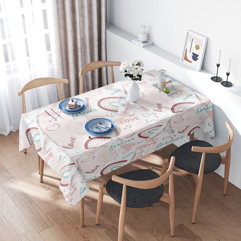 Your Home Textiles - Mehrfarbige romantische Tischdecke mit Liebesdesign. Dekorieren