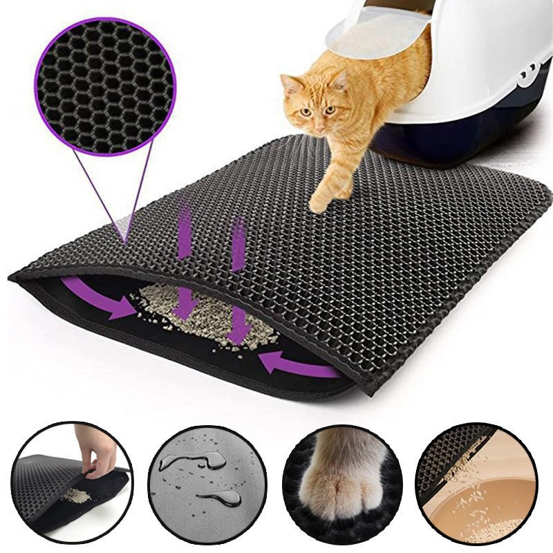Mattress Protector Waterproof - Wasserdichte Katzenstreu-Matte mit Doppelschicht, Katzenstreu-Auffangmatte, Reinigungspad