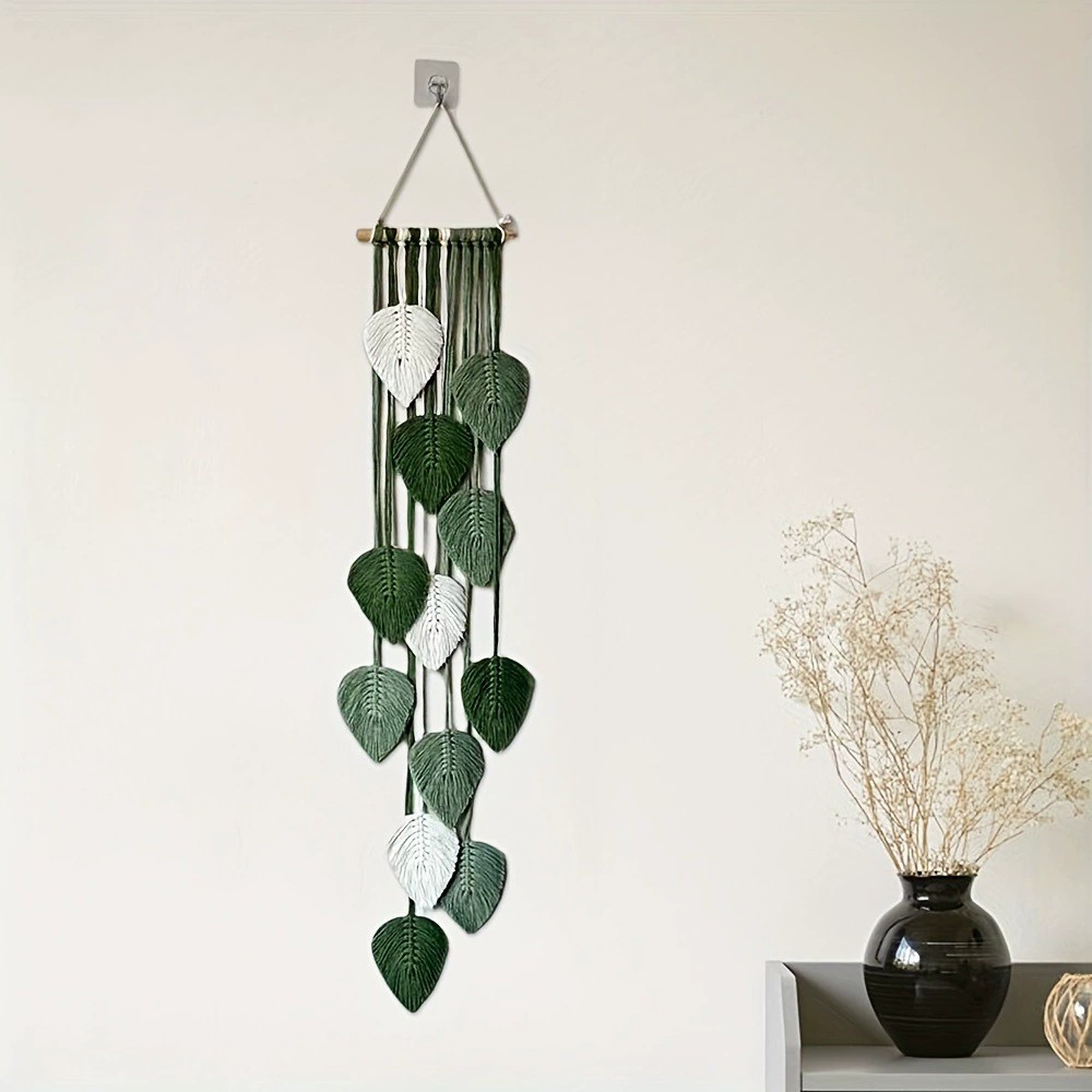 Home Textiles Europe - Handgewebter Blatt-Wandbehang Wandteppich Schlafzimmer Dekorative Wandkunst