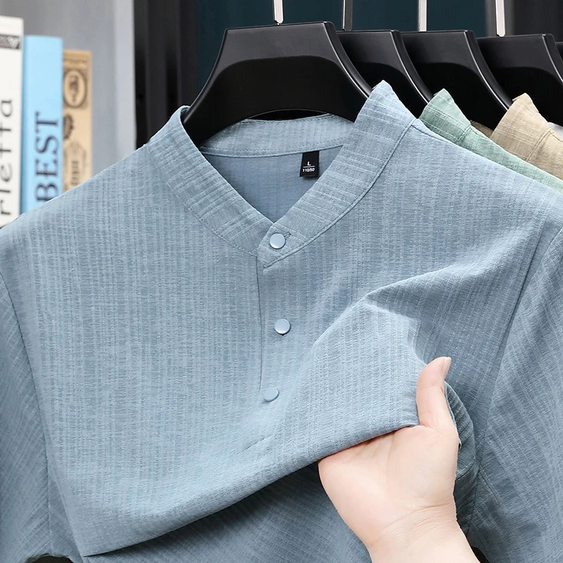 Sommer-Herrenhemd mit Stehkrag – Home Textile Bewertung und Preis