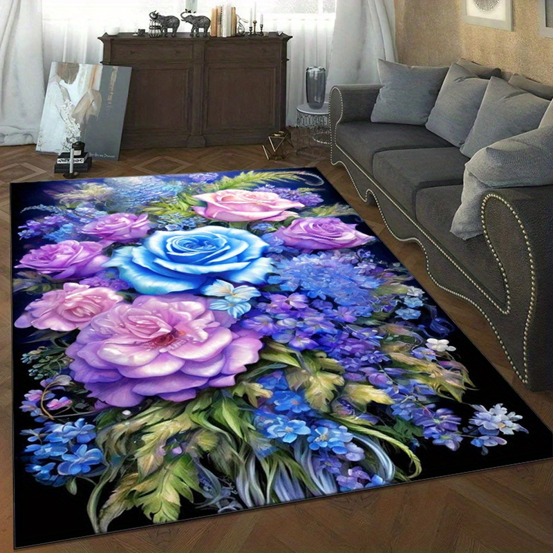 Blumenteppich mit blauen und v – Your Home Textiles Bewertung und Preis