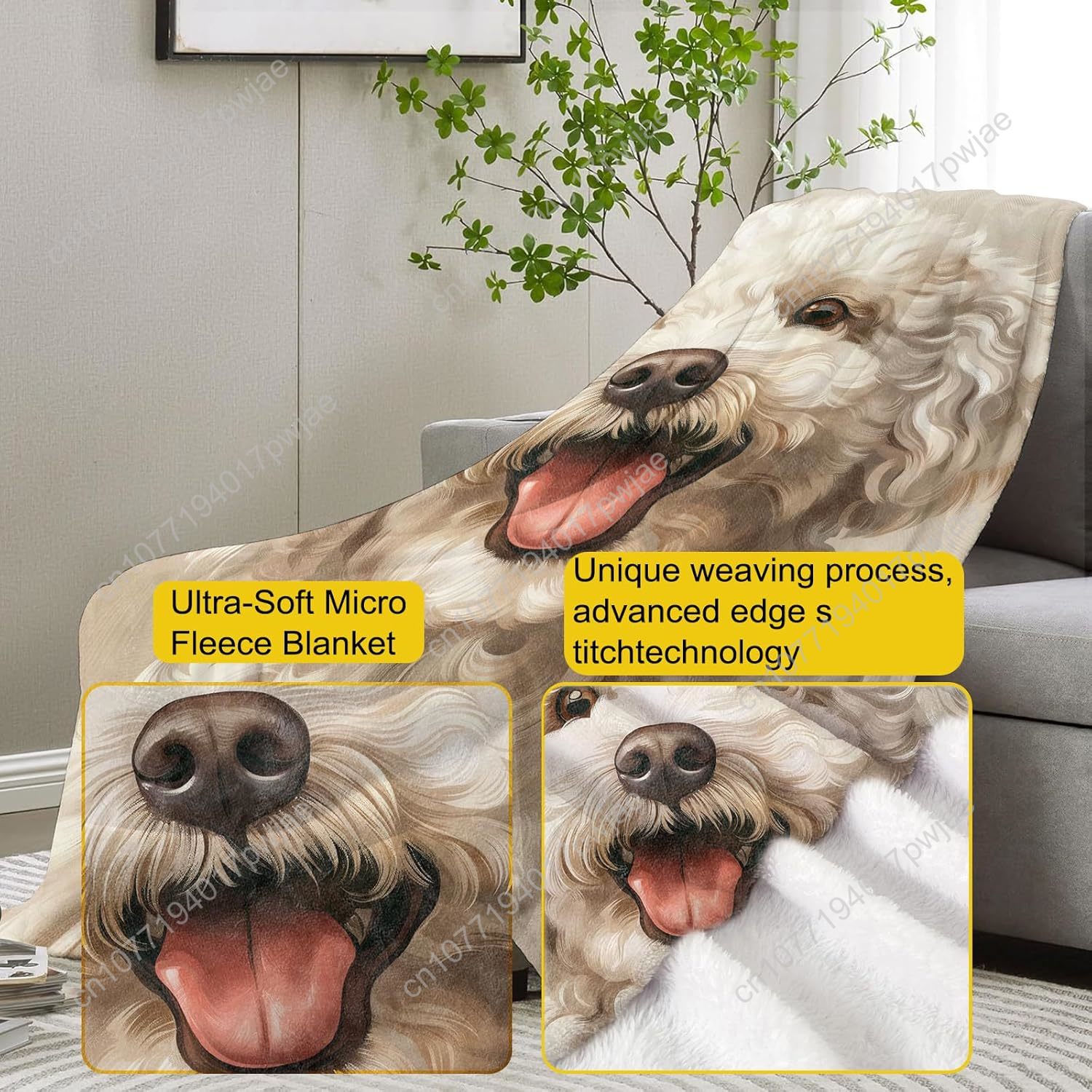 Fröhliche Pudel-Porträt-Decke, – Home Of Textiles Bewertung und Preis